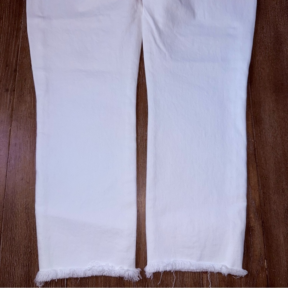 Paige Skyline Skinny Jeans White Raw Hem Mid Rise - Picture 7 of 8